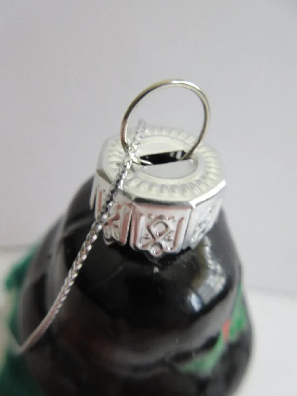 Snowman on Skis Glass Christmas Ornament Wearing Green Felt Scarf 5